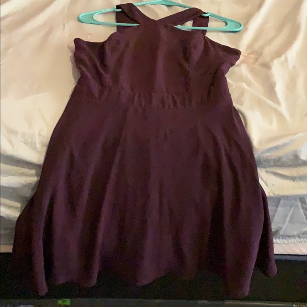 High neck purple dress